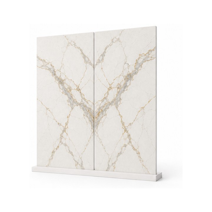 Calacatta Gold Quartz — Book-Matched Layout finish sample