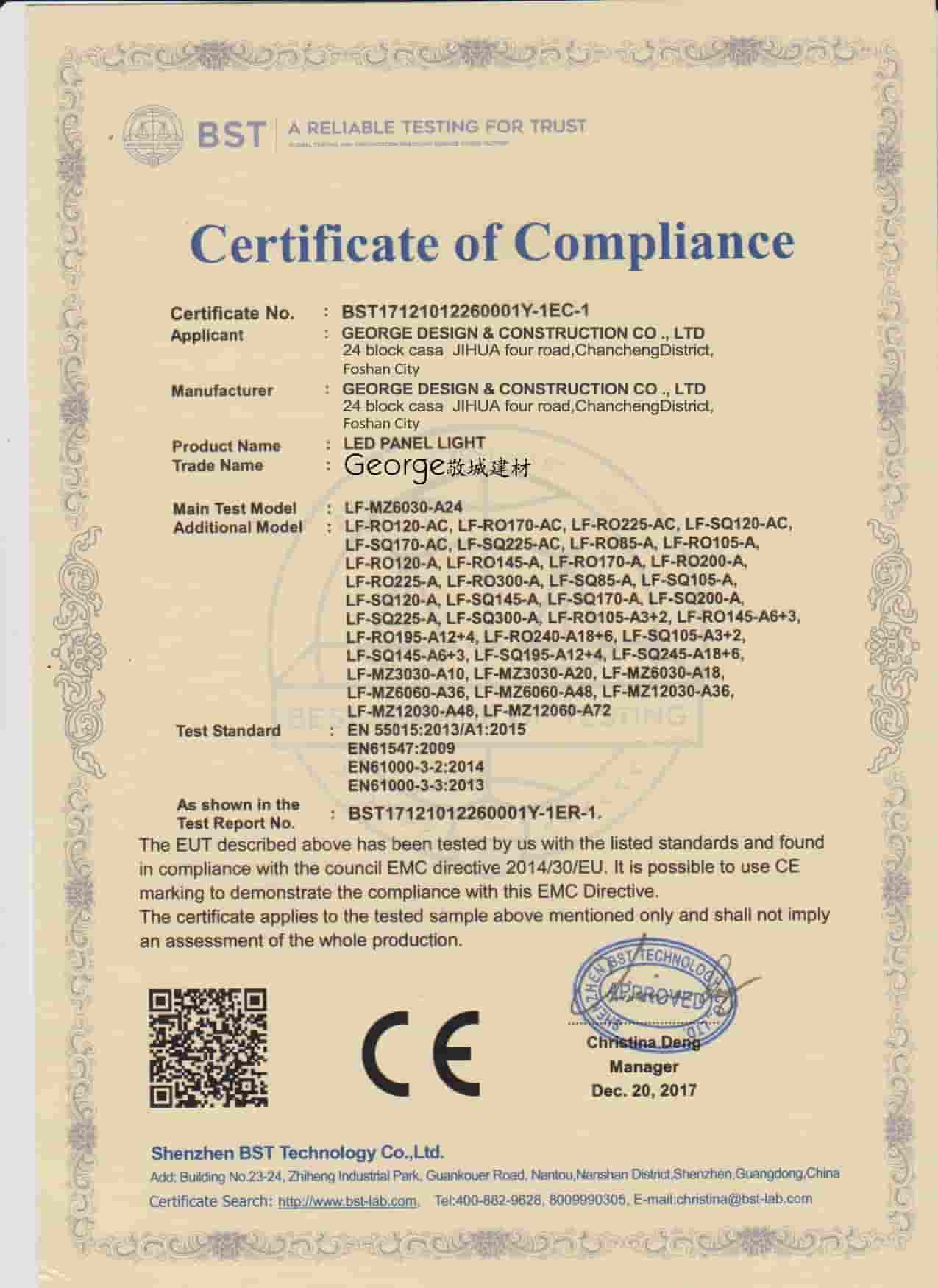 George Group certification document
