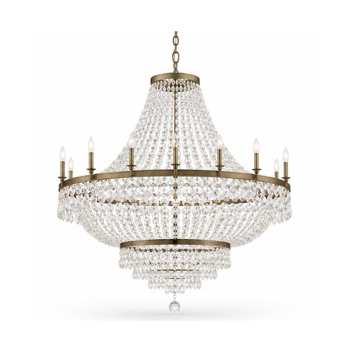 Crystal Chandelier — Antique Brass finish sample