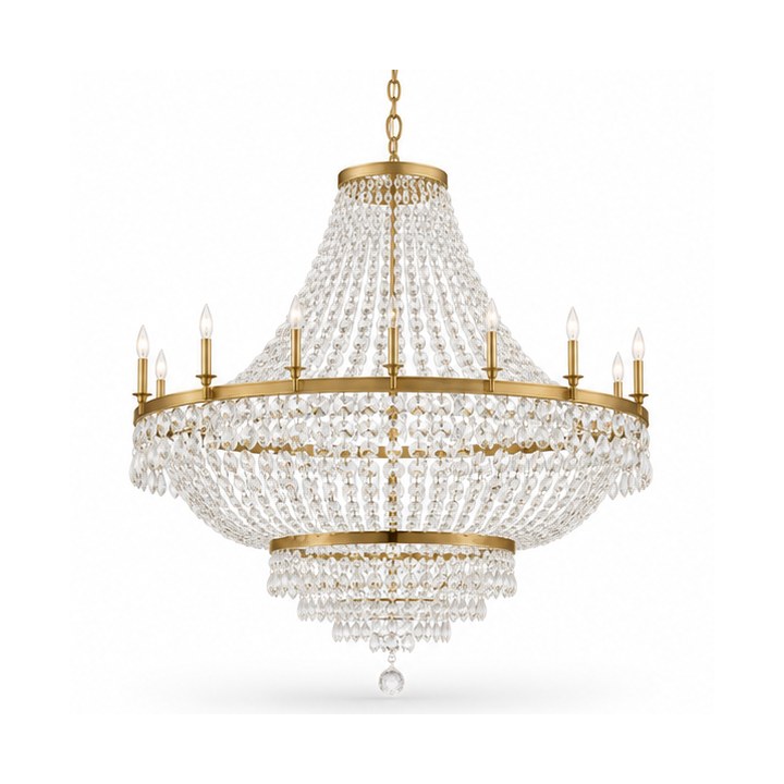 Crystal Chandelier — Warm Brass finish sample