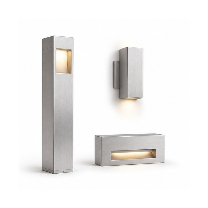 Outdoor LED Lights — Brushed Stainless finish sample
