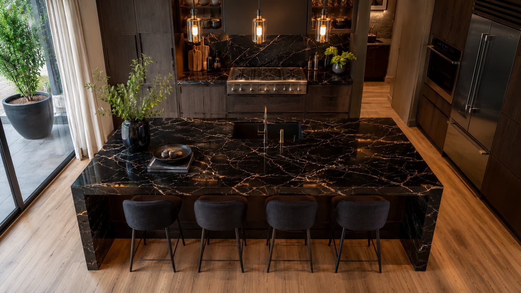 Black Marble Countertops — Island Countertop View