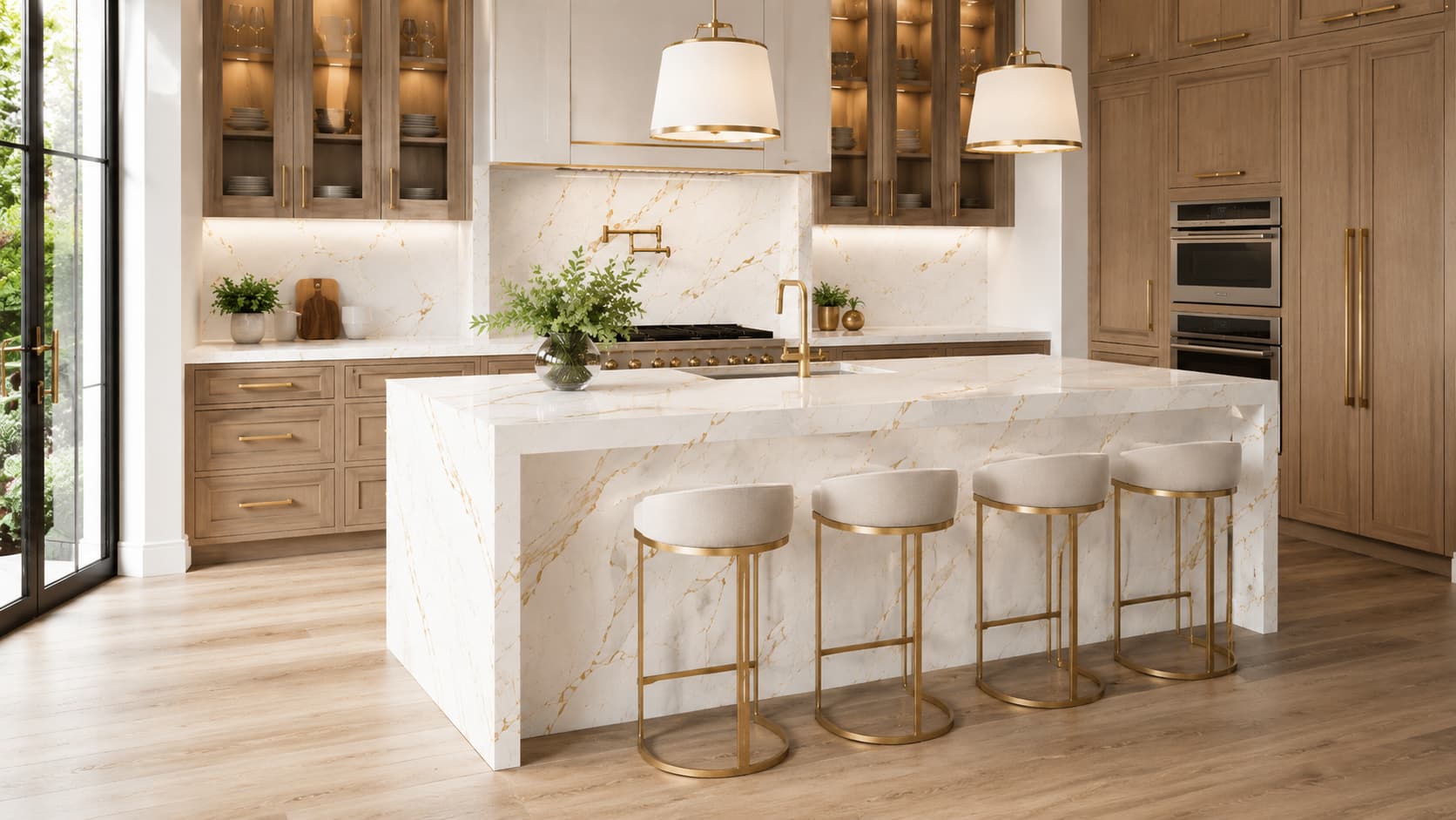 Calacatta Gold Quartz — Gold Vein Detail