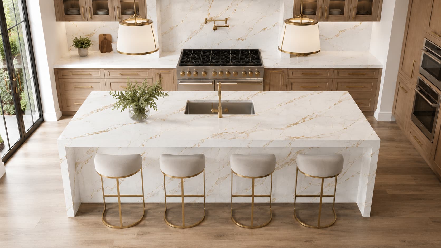Calacatta Gold Quartz — Island Application View