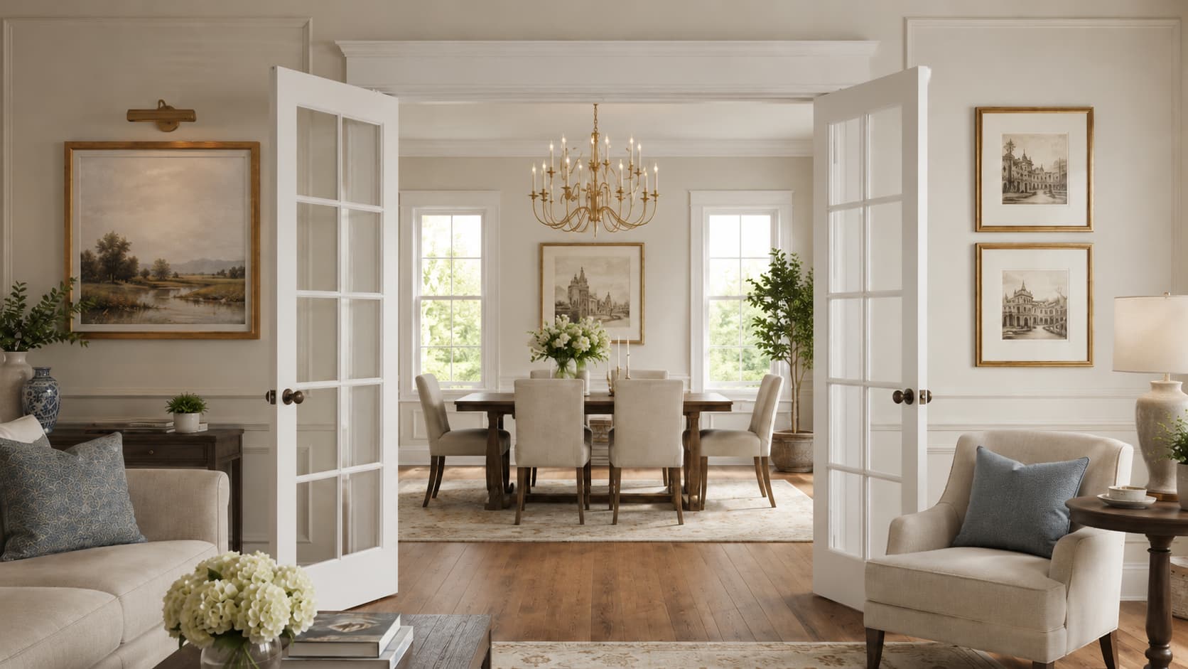 Interior French Doors — Open Connection Between Rooms