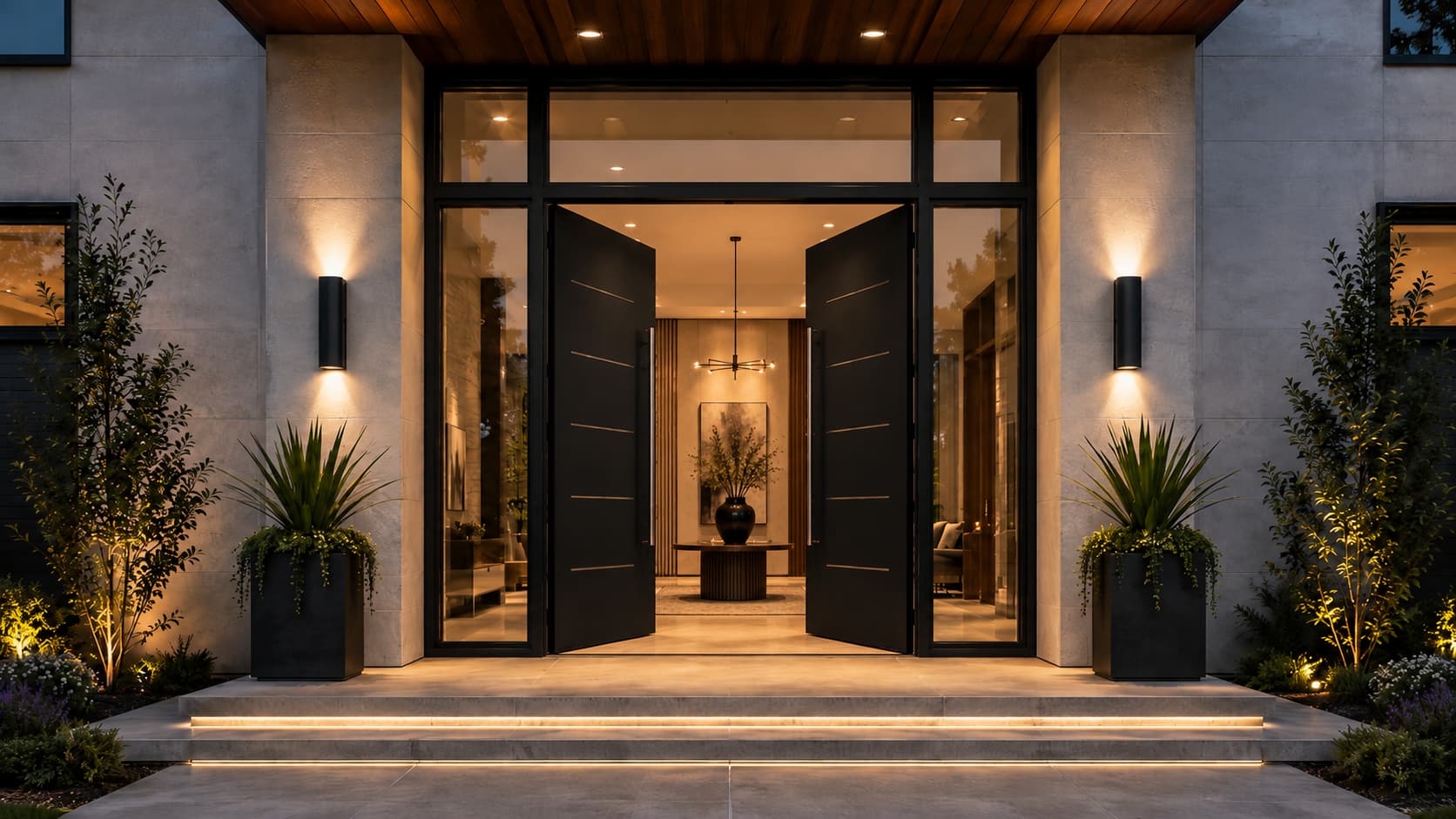 Modern Exterior Doors — Open Entrance View