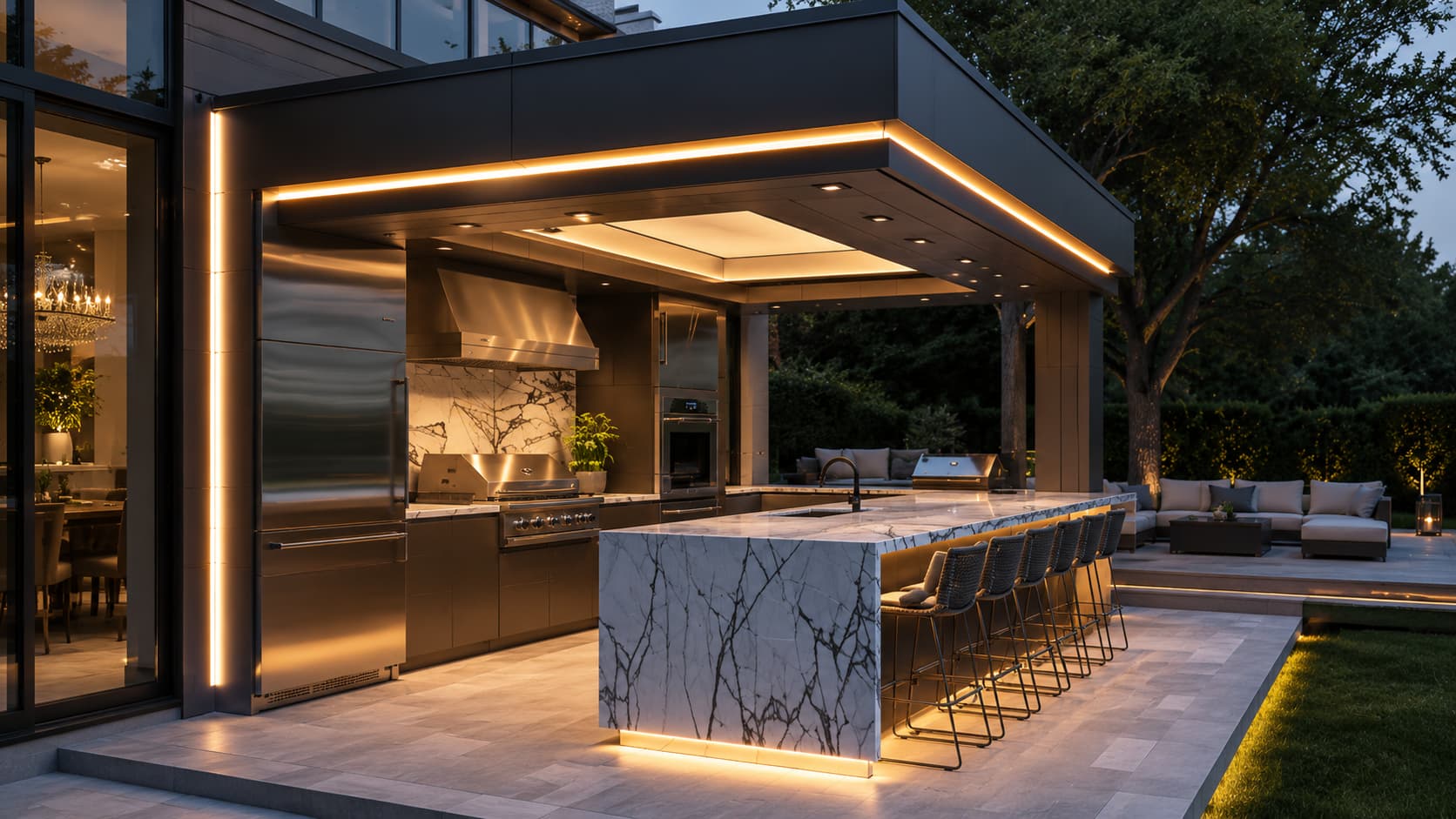 Outdoor Kitchen Cabinets — Grill and Appliance Wall