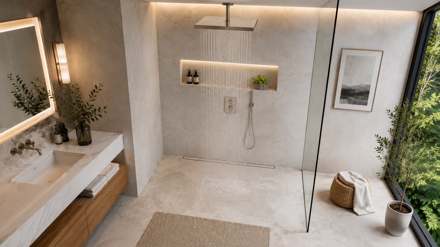 Rain Shower Head — Walk-In Shower Coordination