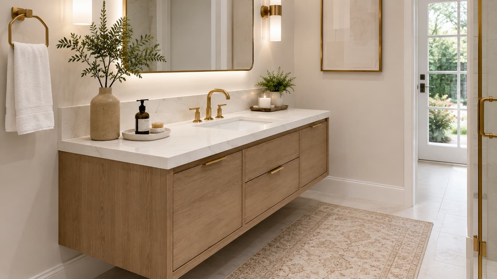 Undermount Bathroom Sink — Countertop and Faucet Detail