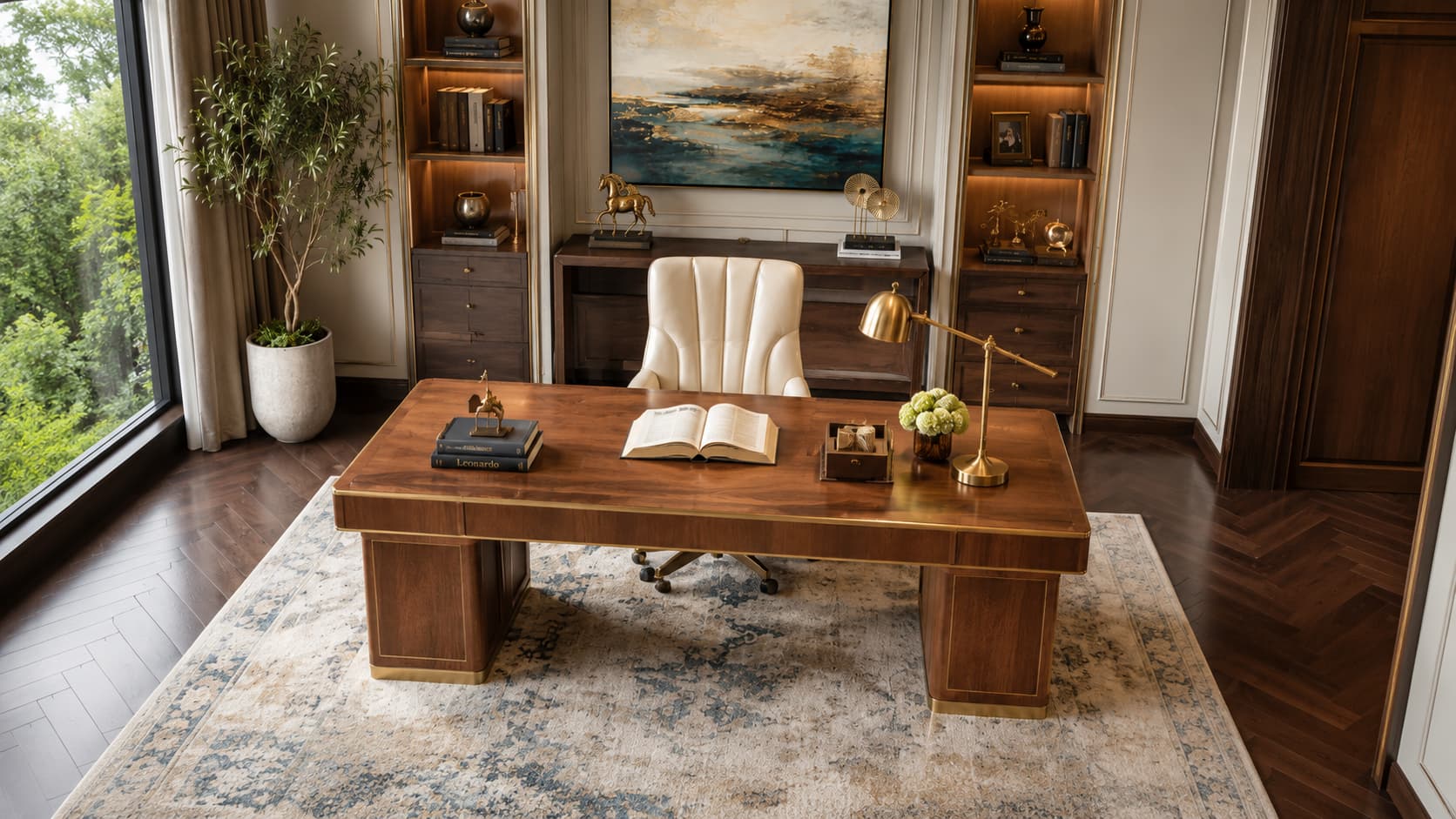 Writing Desk — Desk Top and Drawer Detail