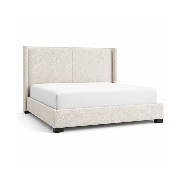 Queen Bed — Ivory Bouclé finish sample