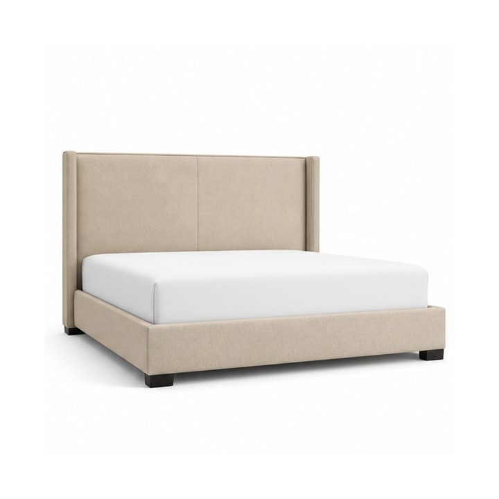Queen Bed — Warm Beige Fabric finish sample