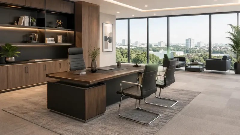 Office & Workspace — Desks, meeting tables, task chairs, storage cabinets, and reception furniture with practical finishes and cable management options.