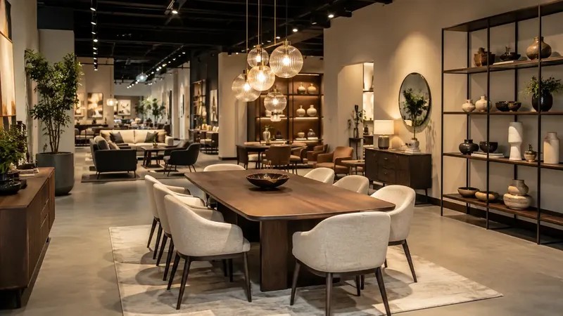 Retail & Showroom — Display shelving, counters, product stands, customer seating, and modular pieces that can be matched to the store concept.