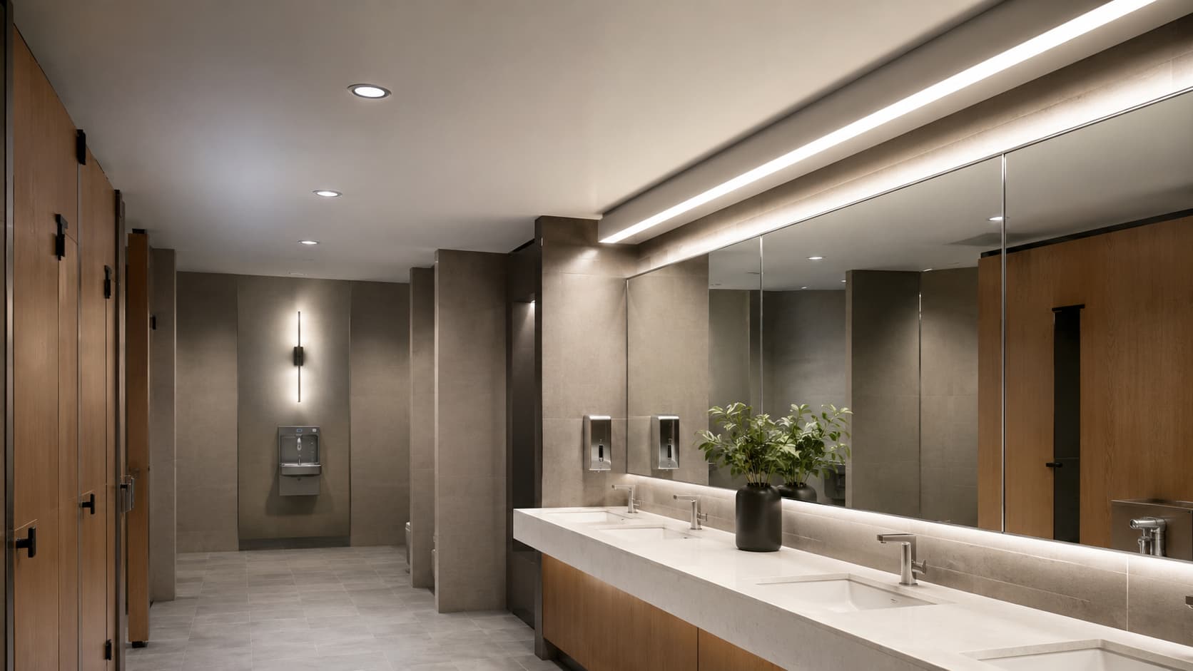 Commercial Interiors — Ceiling lights, pendants, wall lights, and floor lamps for restaurants, lounges, offices, and retail spaces.