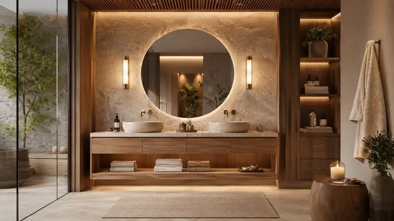 Spa & Wellness — Deep soaking tubs, steam shower systems, and matching accessories for relaxing bathroom and wellness spaces.
