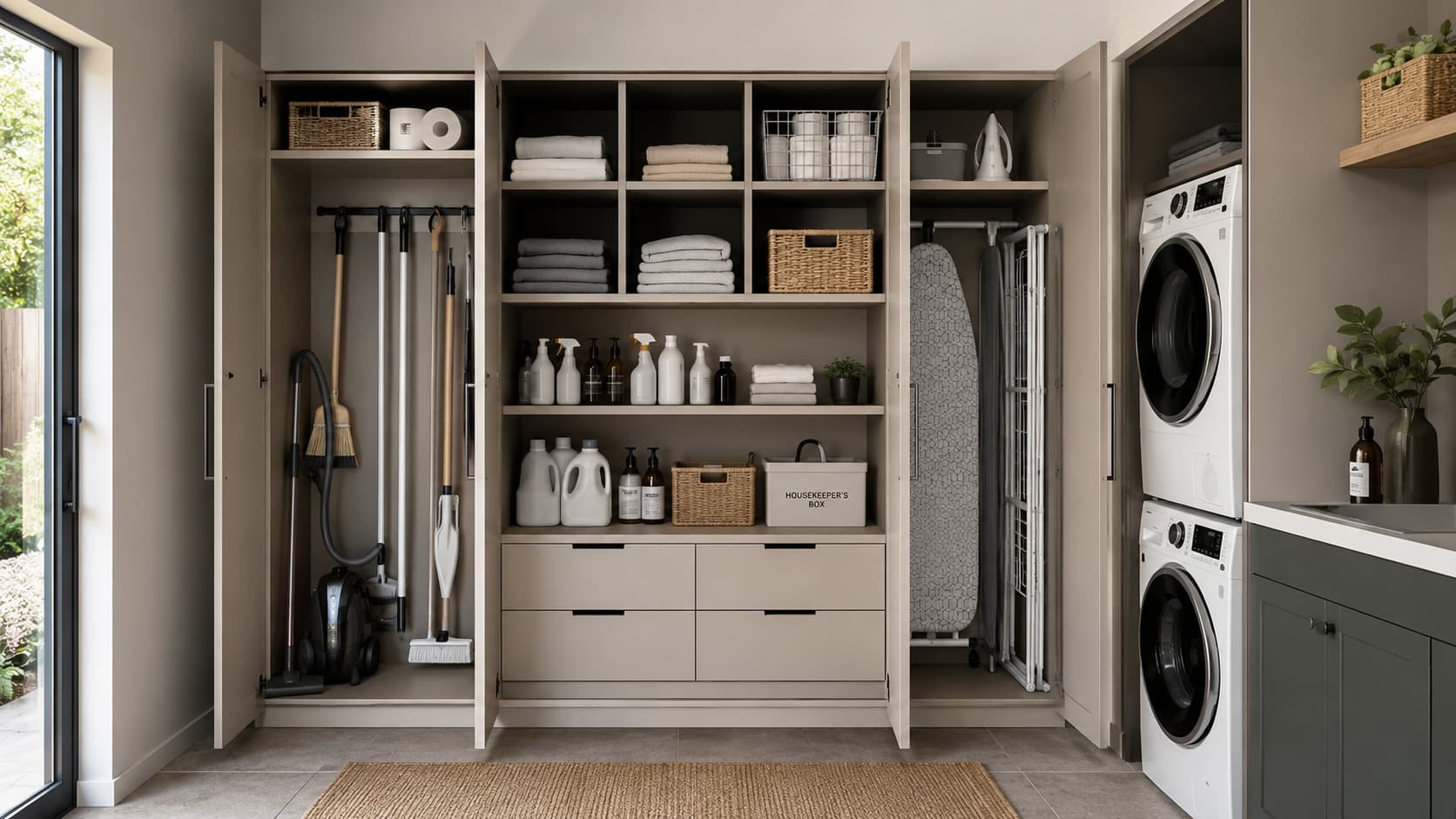 Utility Storage Wardrobe — Simple laminate wardrobes for laundry rooms, storage areas, and utility spaces with durable shelves and rails.