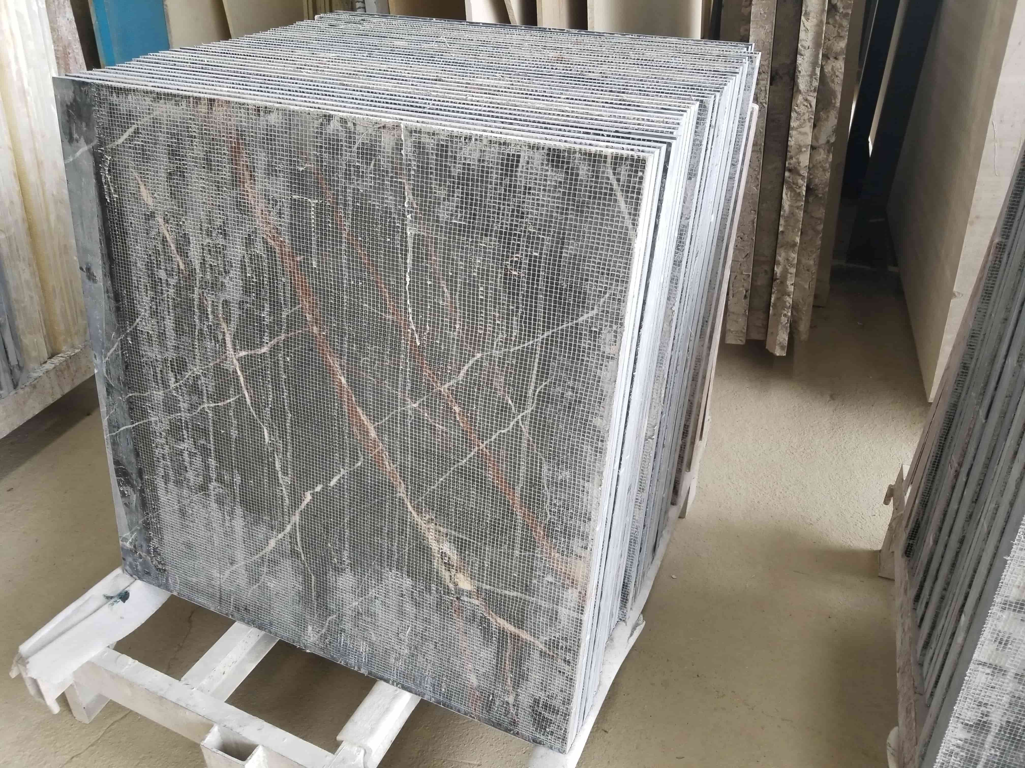 Gray-Black Mesh-Backed Stone Panels