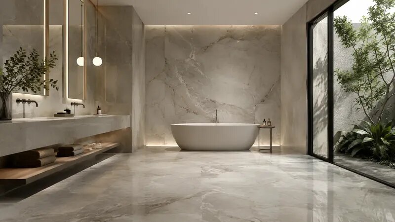 Large-Format Slab — Fewer grout lines & modern scale