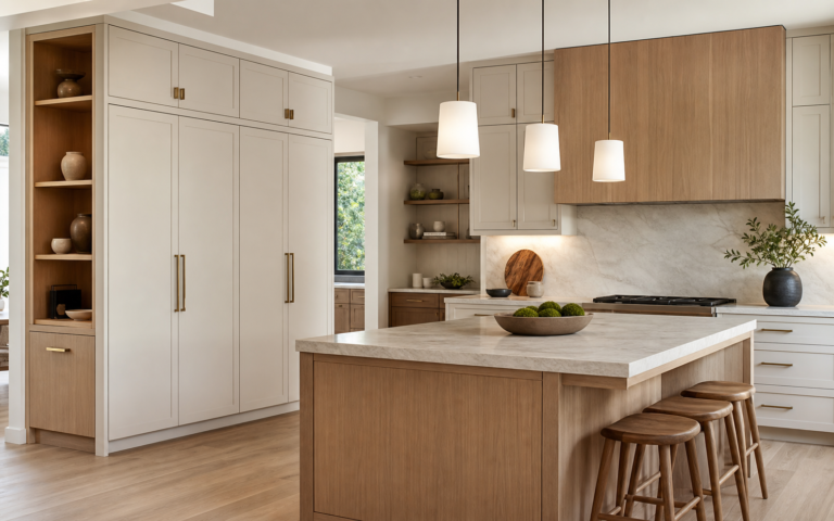 Illustrative concept image of a custom kitchen with aligned cabinetry